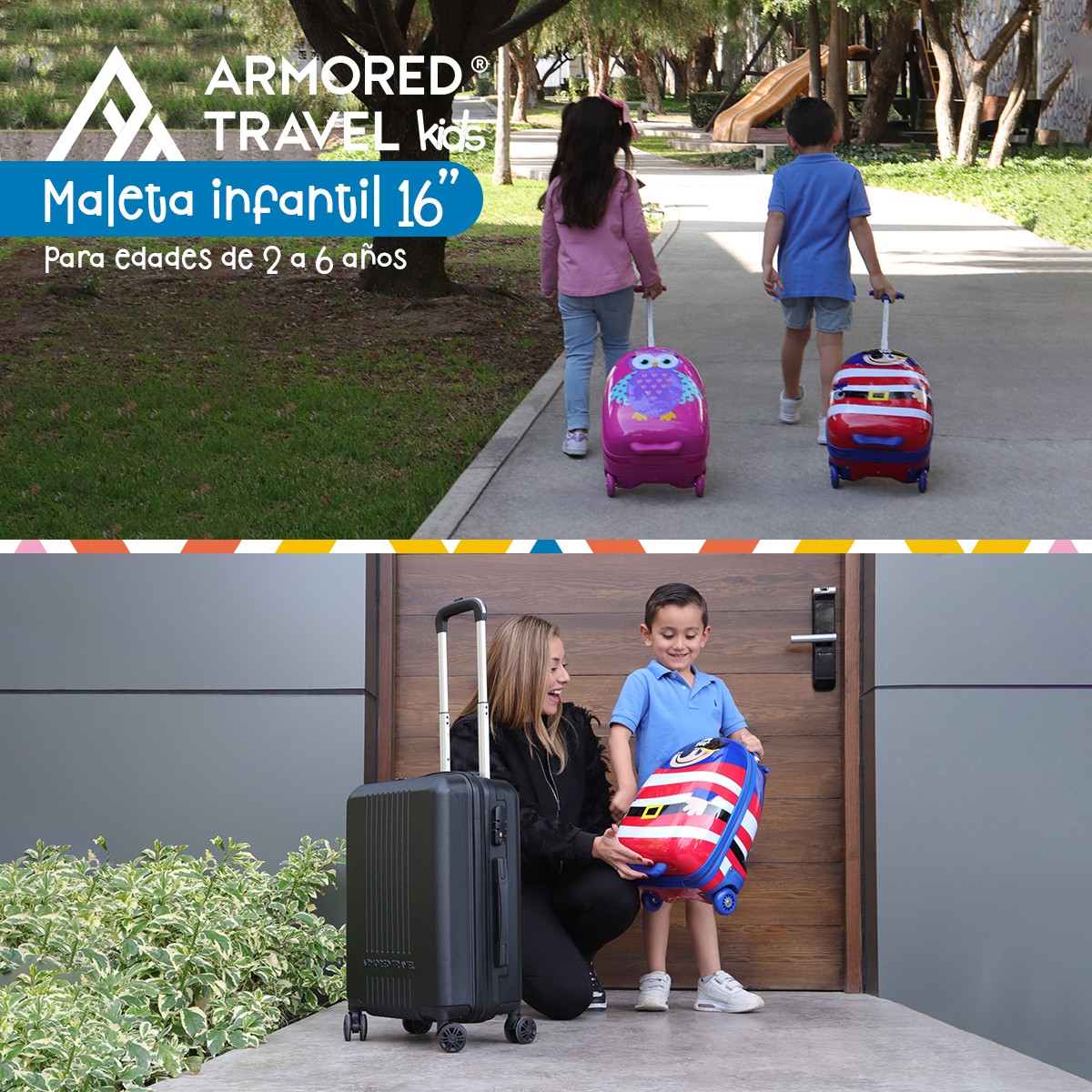 Maleta de viaje ni&ntilde;as ni&ntilde;os carry-on mochila r&iacute;gida infantil con ruedas 16 k&iacute;nder Preescolar usos m&uacute;ltiples Edades 2 a 6 a&ntilde;os Armored kids Pirata. image number null
