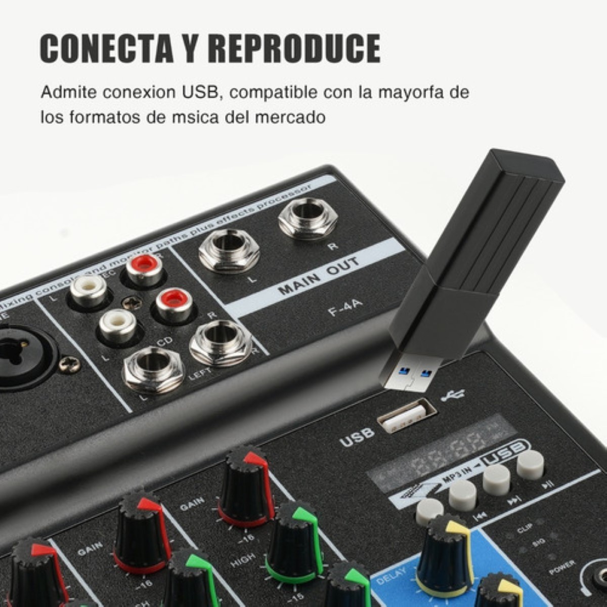 Mezclador De Audio Bluetooth 4 Canales De Consola Tarjeta NEGRO. image number null
