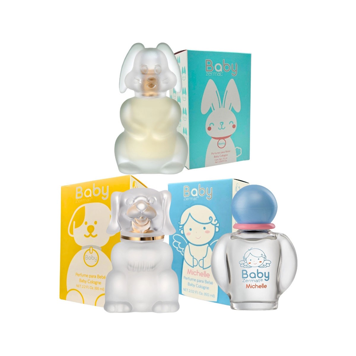 Set 3 perfumes Zermat beb&eacute; Boby Michell Bouny floral suave image number null