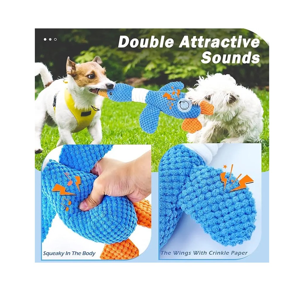 Juguetes Indestructibles PATO Para Perros Masticables AZUL CUADROS BLANCOS image number null