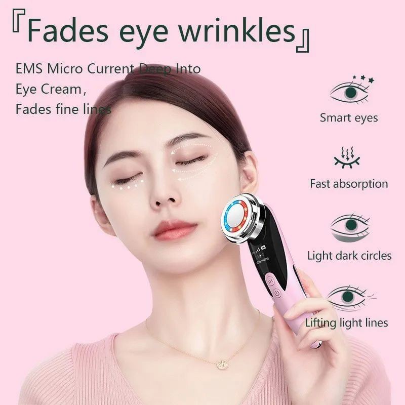 Masajeador Facial Ultras&oacute;nico Ems 2 En 1 Dual Modo Rosa image number null