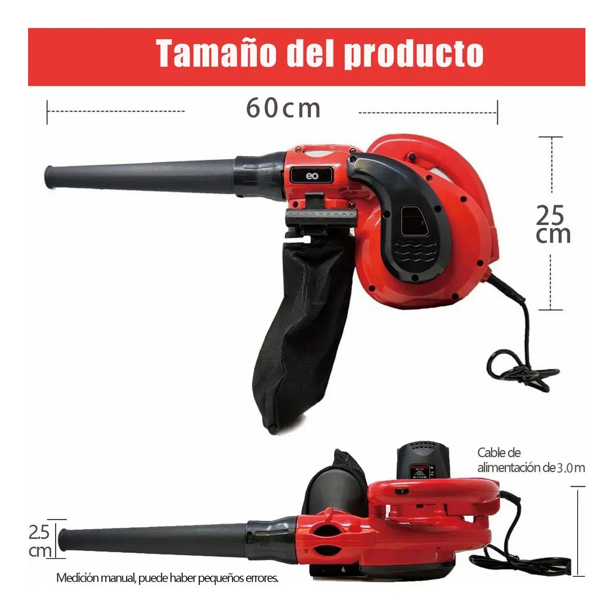 Sopladora Aspiradora De Aire El&eacute;ctrica Port&aacute;ti Potencia 800w Color Rojo image number null