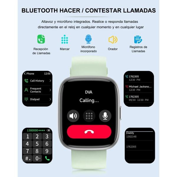 Reloj Inteligente Smartwatch Para Alexa Verde Llamadas Bluetooth image number null