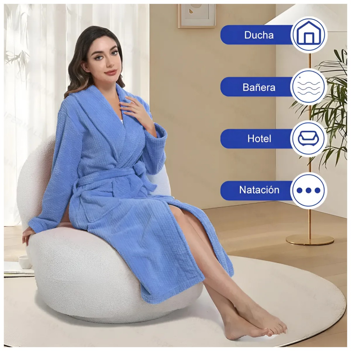 Toalla De Bata De Ba&ntilde;o Unisex S&uacute;per Absorbente Unitalla 3 Piezas Color: Azul image number null