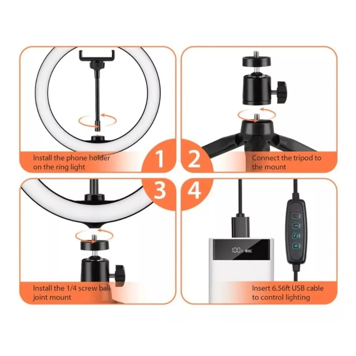 Lampara Aro De Luz Led De 10 Pulgadas Con Tripie Portatil image number null