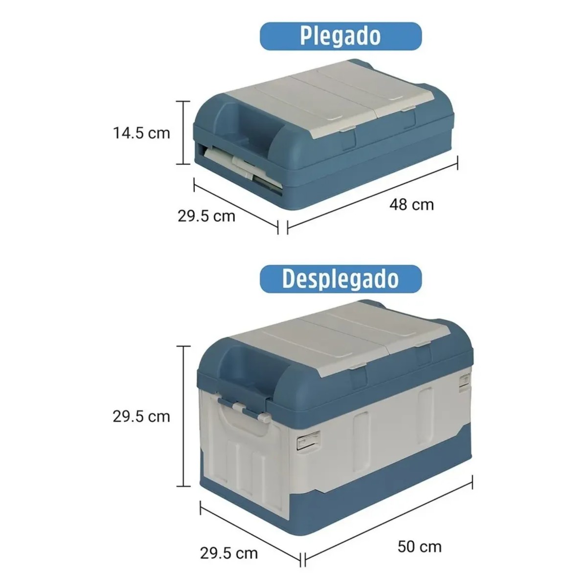 Caja Almacenamiento Plegable Organizador Con Tapa 41 Litros Azul/Blanco image number null