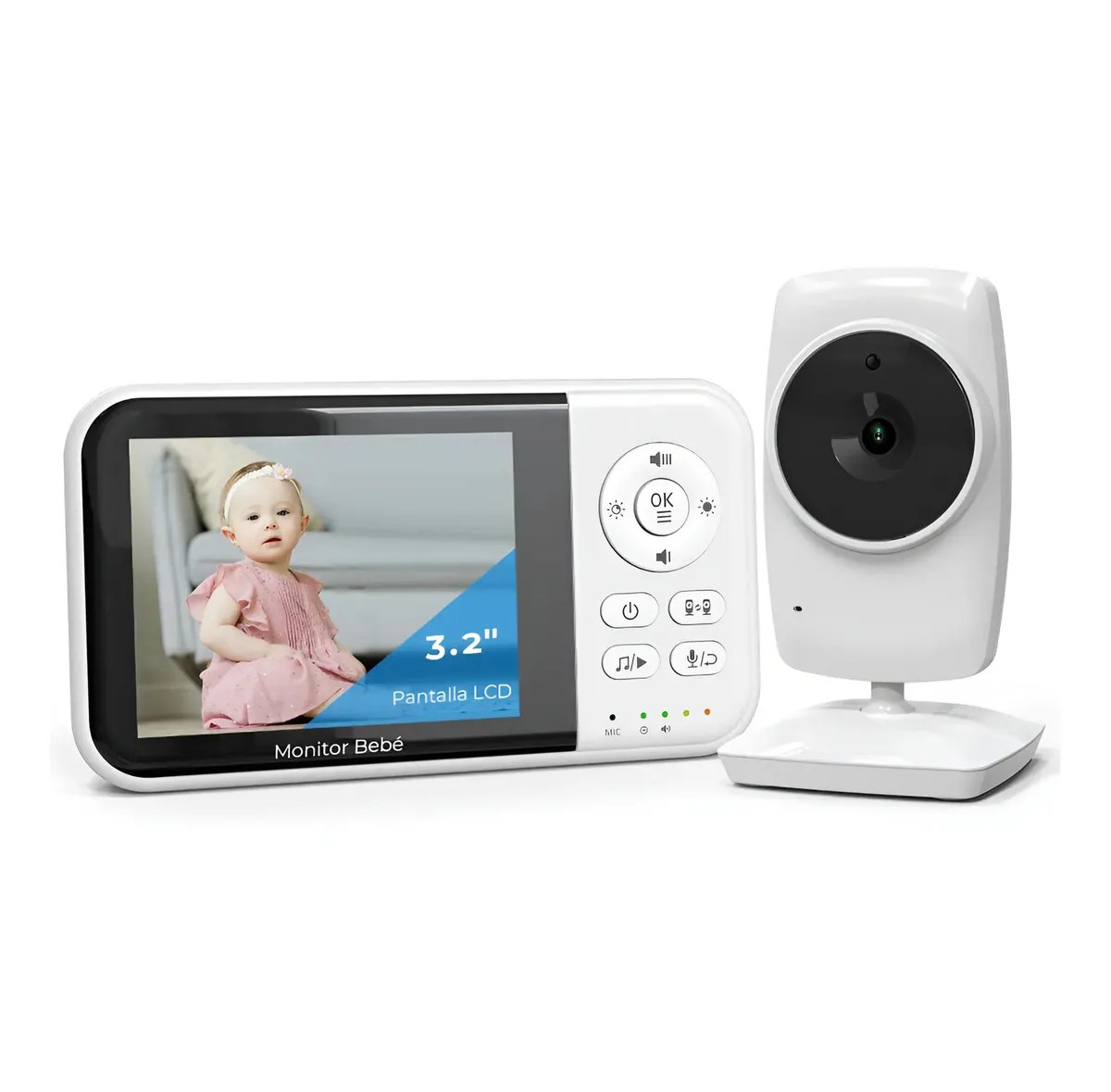 Monitor Para Beb&eacute; 3.2 Pulgadas Con C&aacute;mara Visi&oacute;n Audio Blanco image number null