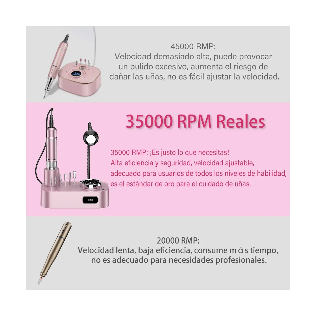 Pulidor Drill Esmeril Para U&ntilde;as Profesional 35000 RPM Con Regulador image number null