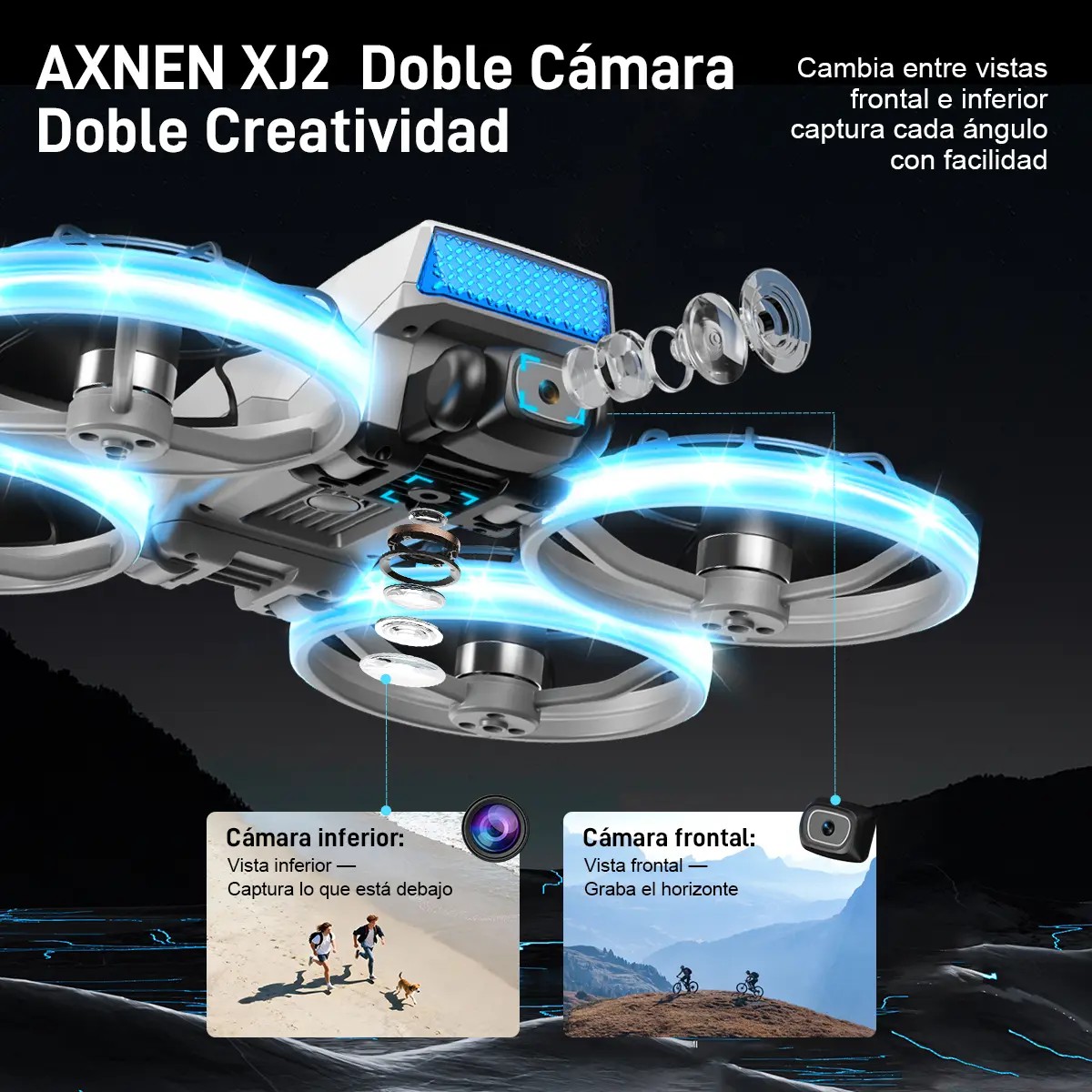 Mini Drone 8k C&aacute;mara Control Con 3 Bater&iacute;as Plegable Con Luz Rotaci&oacute;n De 360&deg; Mas Reloj image number null