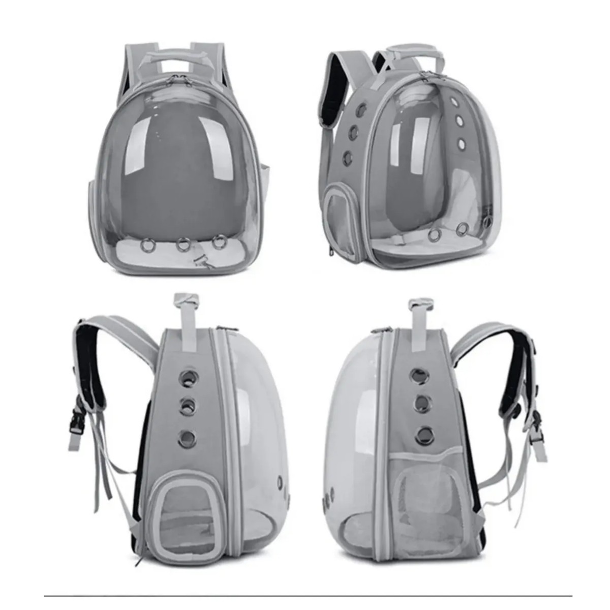 Mochila Transportadora Gato Perro Port&aacute;til Conejo Viaje Gris image number null