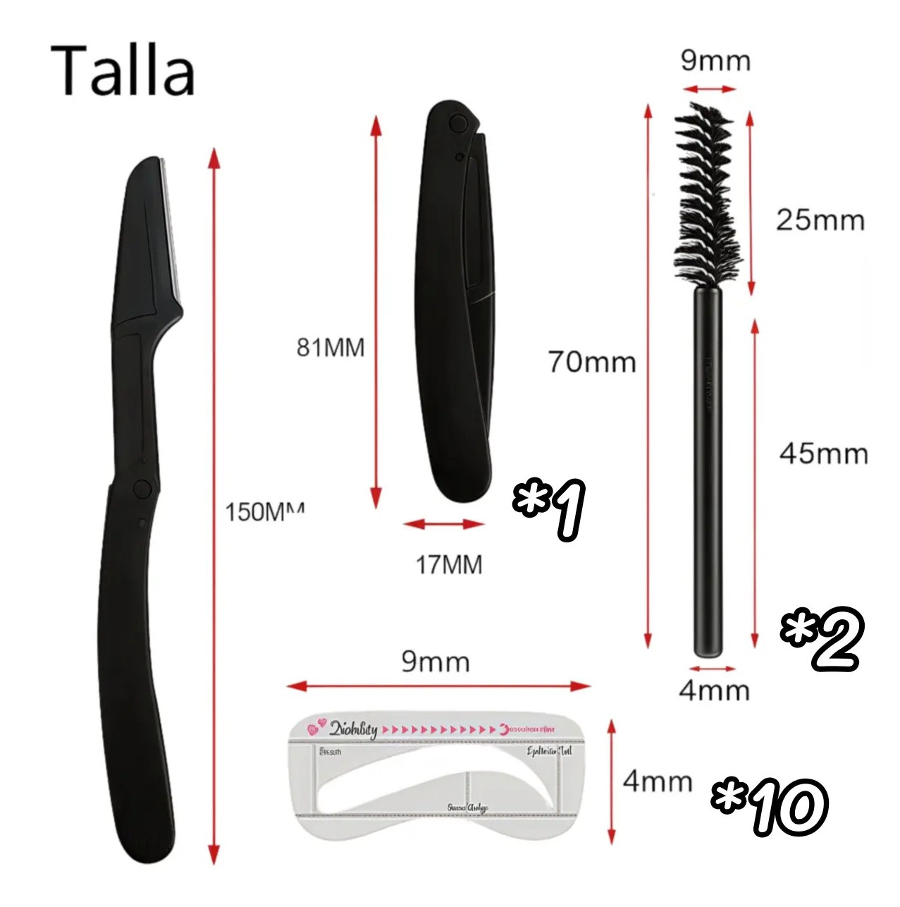 Kit De Modelado De Sello De Cejas Con 10 Formas De Cejas Marron image number null