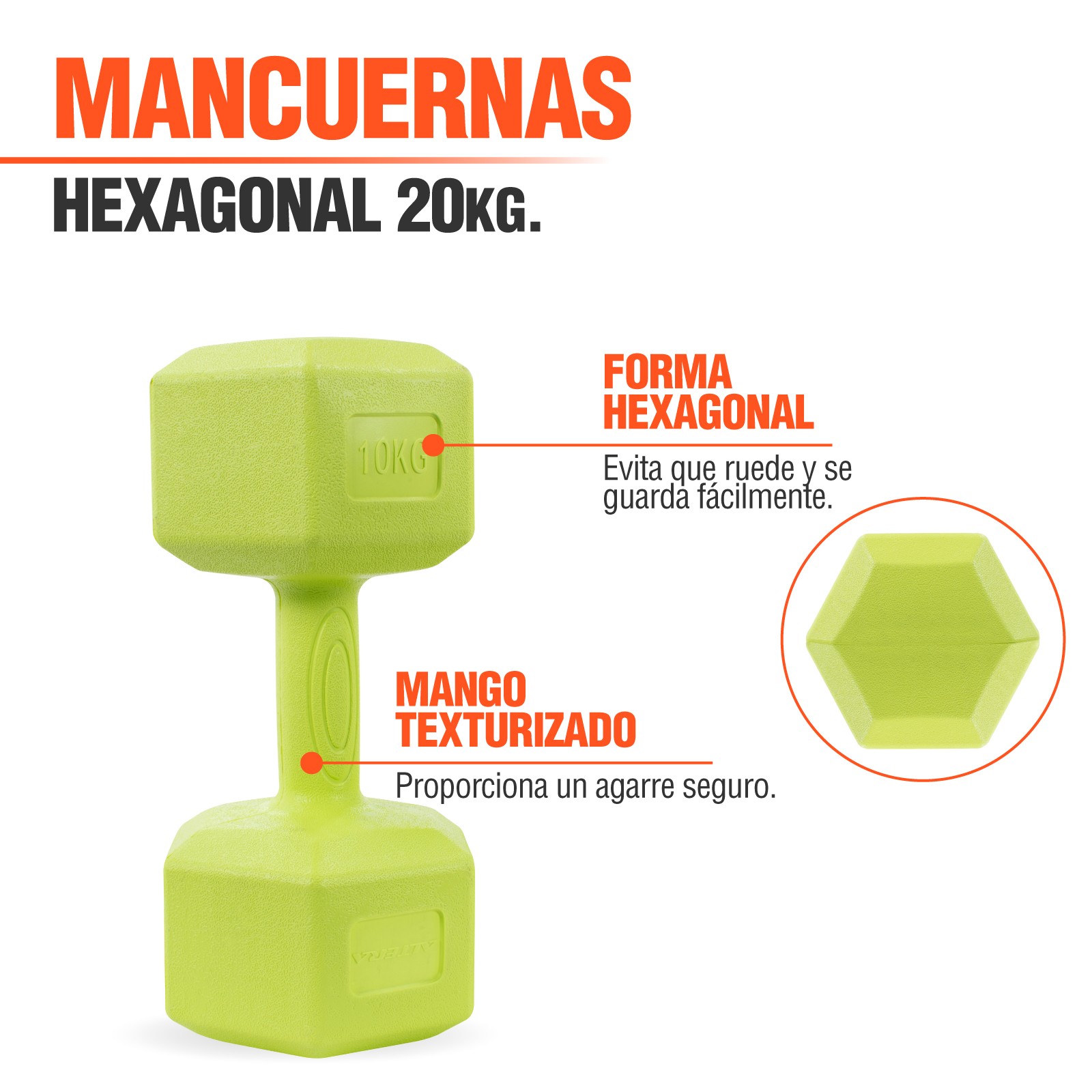 Mancuernas 10 Kg Hexagonales 2pz Pesas Altera Entrenamiento Verde Lima image number null