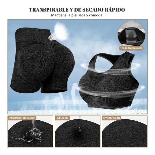 Conjunto Deportivo para Mujer 8 Piezas con Top y Short de Licra para Gym, Yoga, Fitness y Entrenamiento image number null