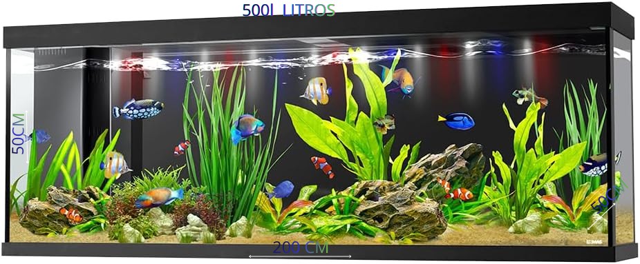 Pecera acuario 2mx50cmx 50cm 500 Litros Vidrio Acuario Marino O Dulce image number null