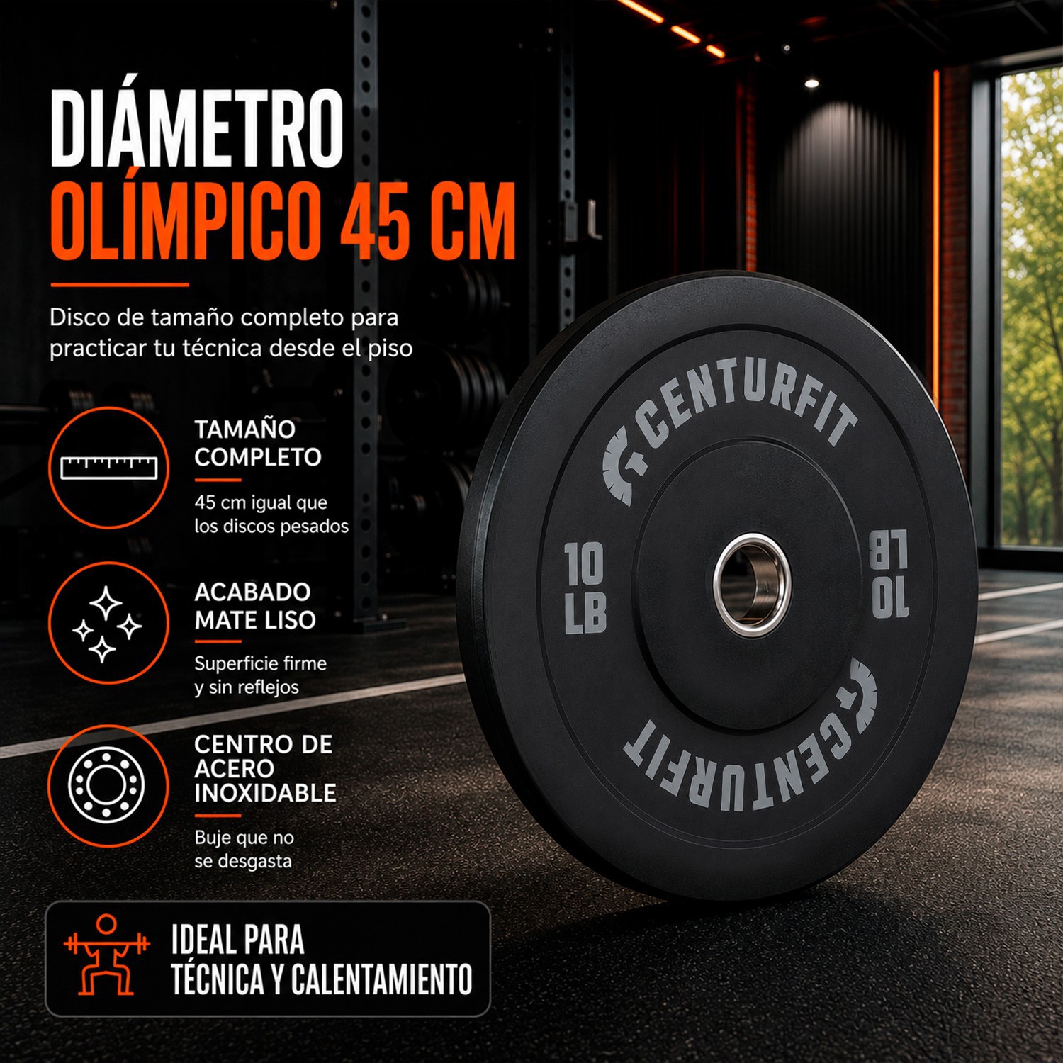 Par Disco Bumper Olimpico Libras Centro Acerocaucho Crossfit Gris Centurfit image number null