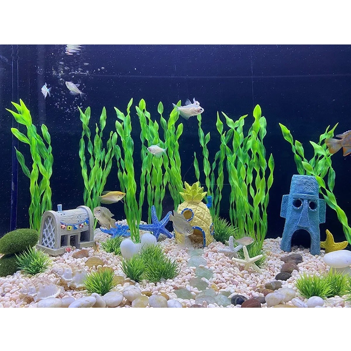 Kit 23 Pcs Plantas Artificiales Decorativas Acuario Pecera image number null