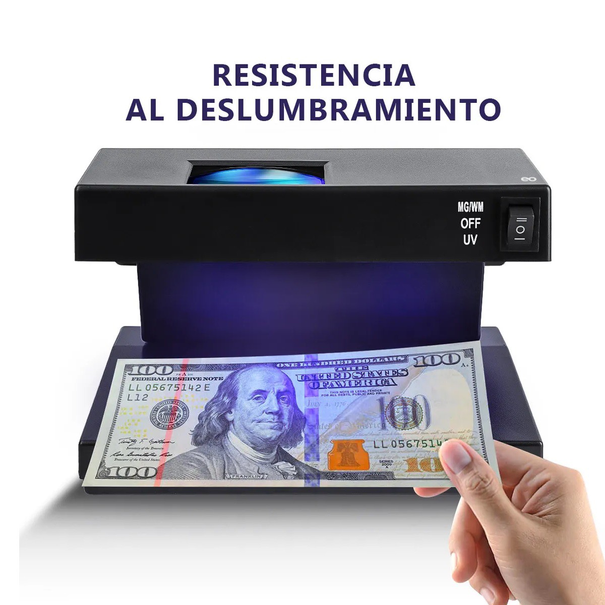 Detector De Billetes Falsos Con Lupa Y Regla Uv 9w Y 3x Led image number null