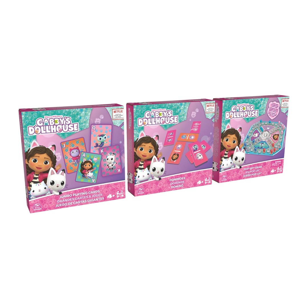 Gabby's Dollhouse Set de Juegos de Mesa - Cartas Jumbo, Domin&oacute; y Pop-Up image number null