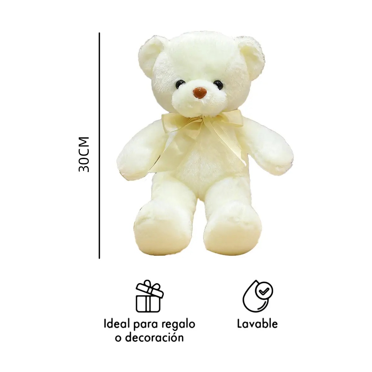 Osito De Peluche Abrazable Adorable 30cm Blanco image number null