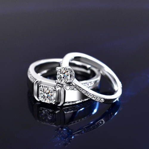 2 Anillos Ajustables De 925 Plata De Pareja Compromiso. image number null