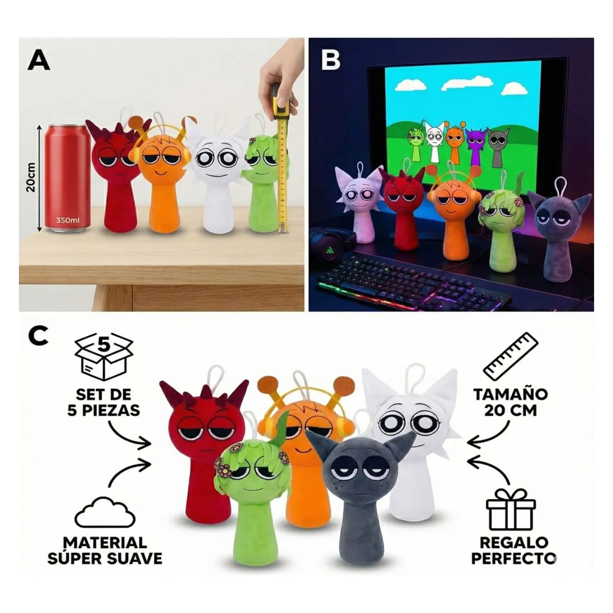 Peluche Juguete Bebes 5 Piezas Colorido image number null