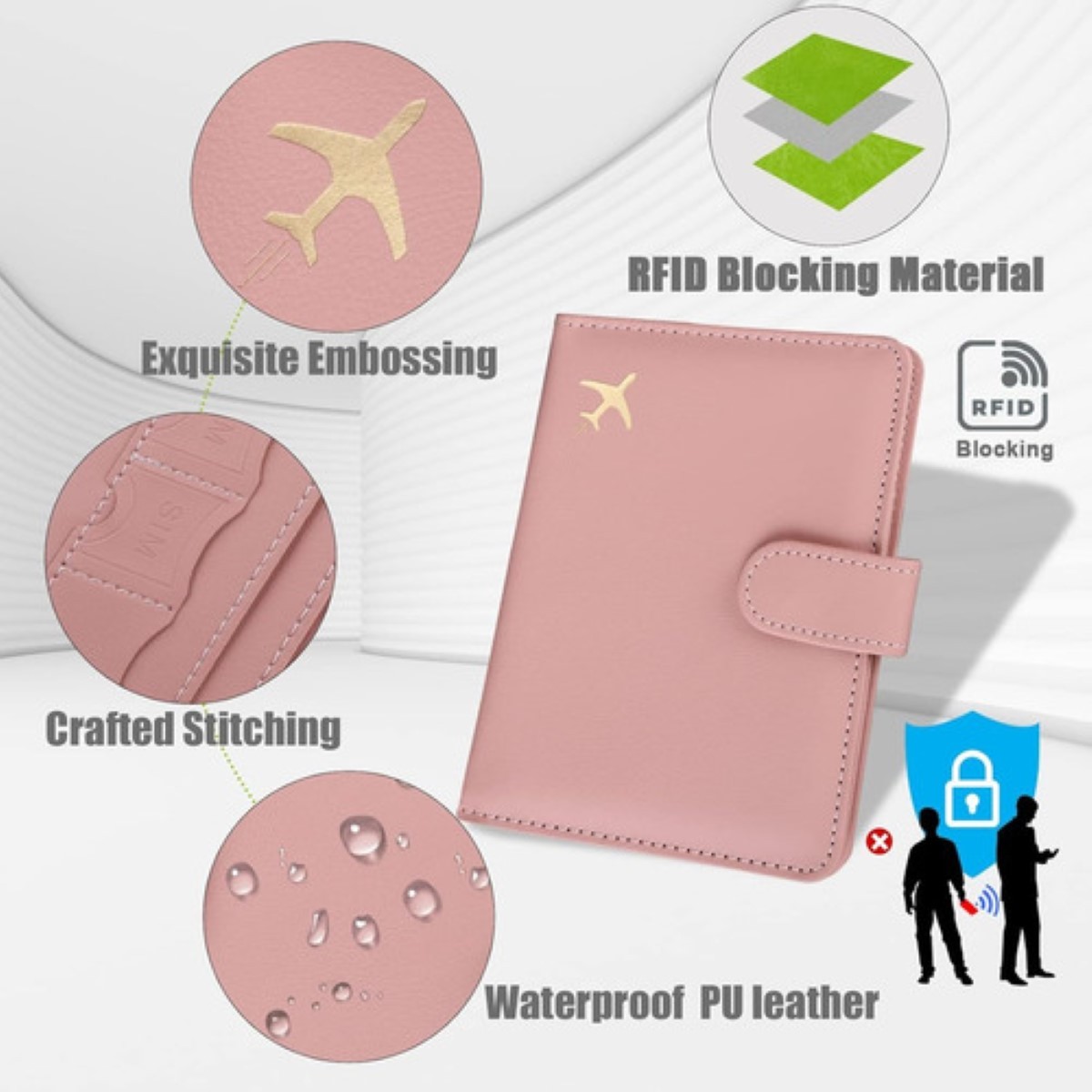 Porta Pasaporte Familiar , Documentos Funda Protectora Viaje ROSA image number null
