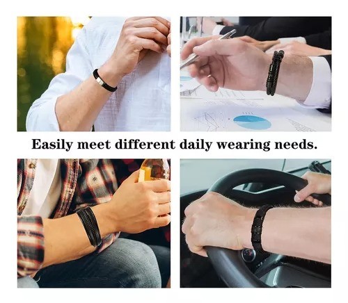 5 Piezas Pulsera Para Hombre De Cuero Con Hebilla Magn&eacute;tica image number null