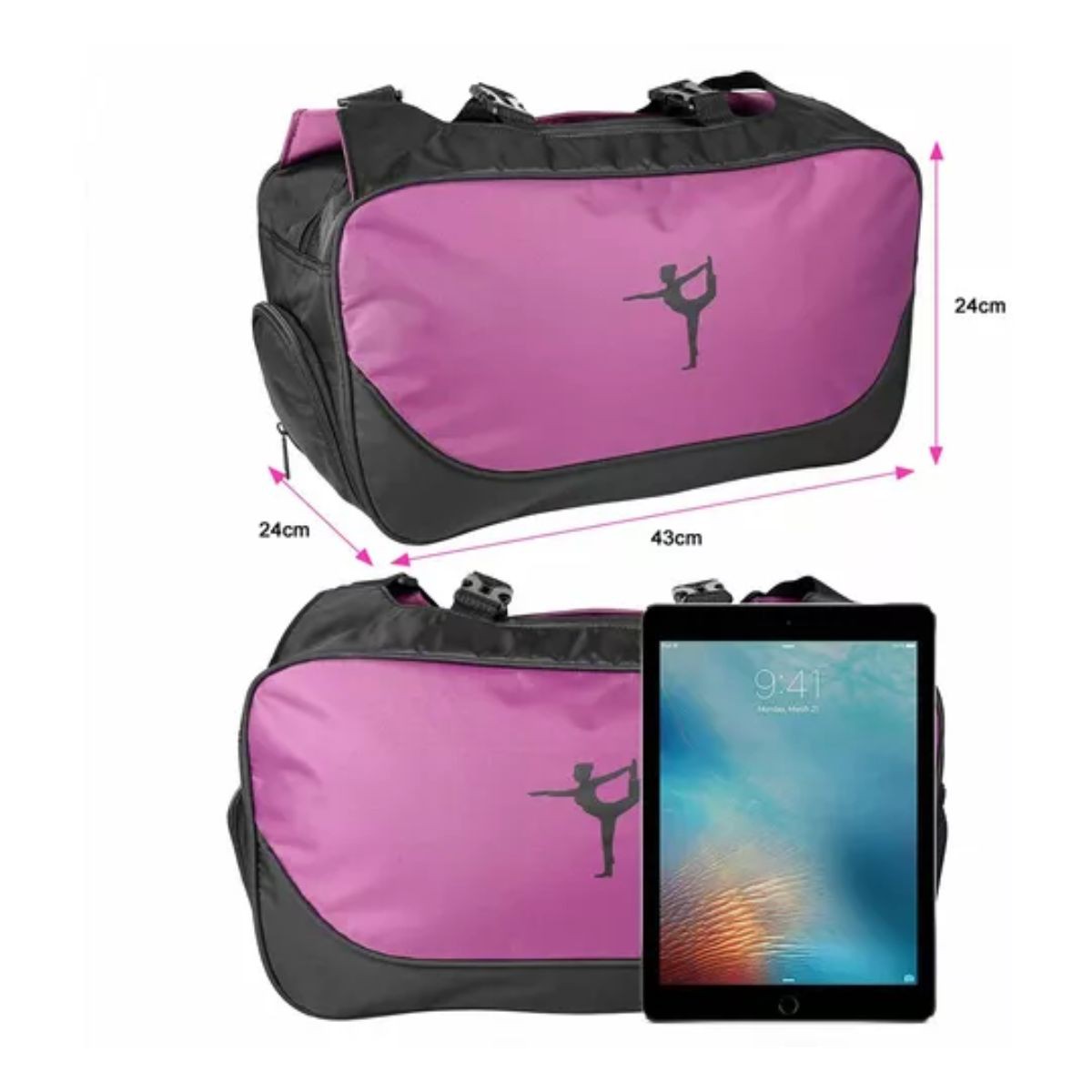 Maleta Deportiva Bolsa De Gym Viaje Mochila Fitness Yoga Bag morado image number null