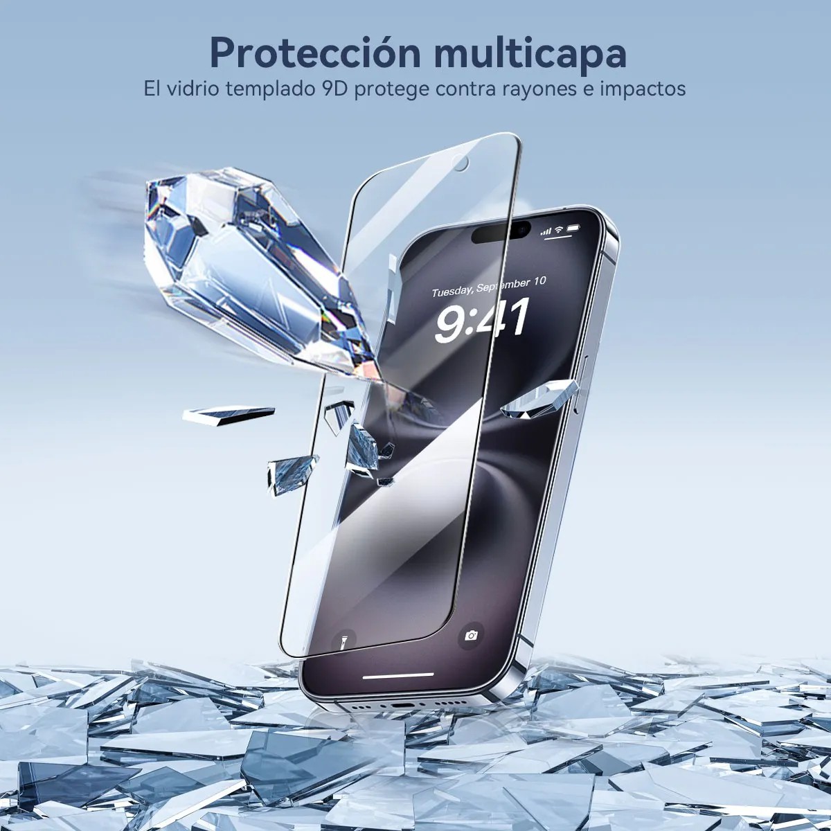 Funda Para iPhone 12 Pro Max+ Cargador Inal&aacute;mbrico 15w + Mica De Vidrio Templado Azul image number null