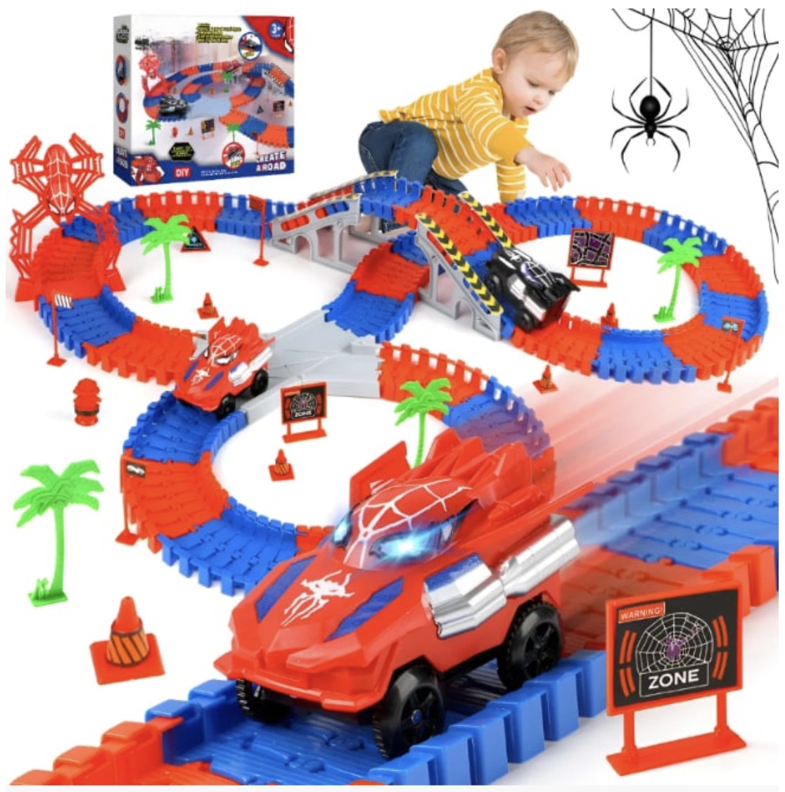 Carrito Juguete Spiderman 212ps Pista Carros Para Ni&ntilde;os Modelo Multicolor image number null
