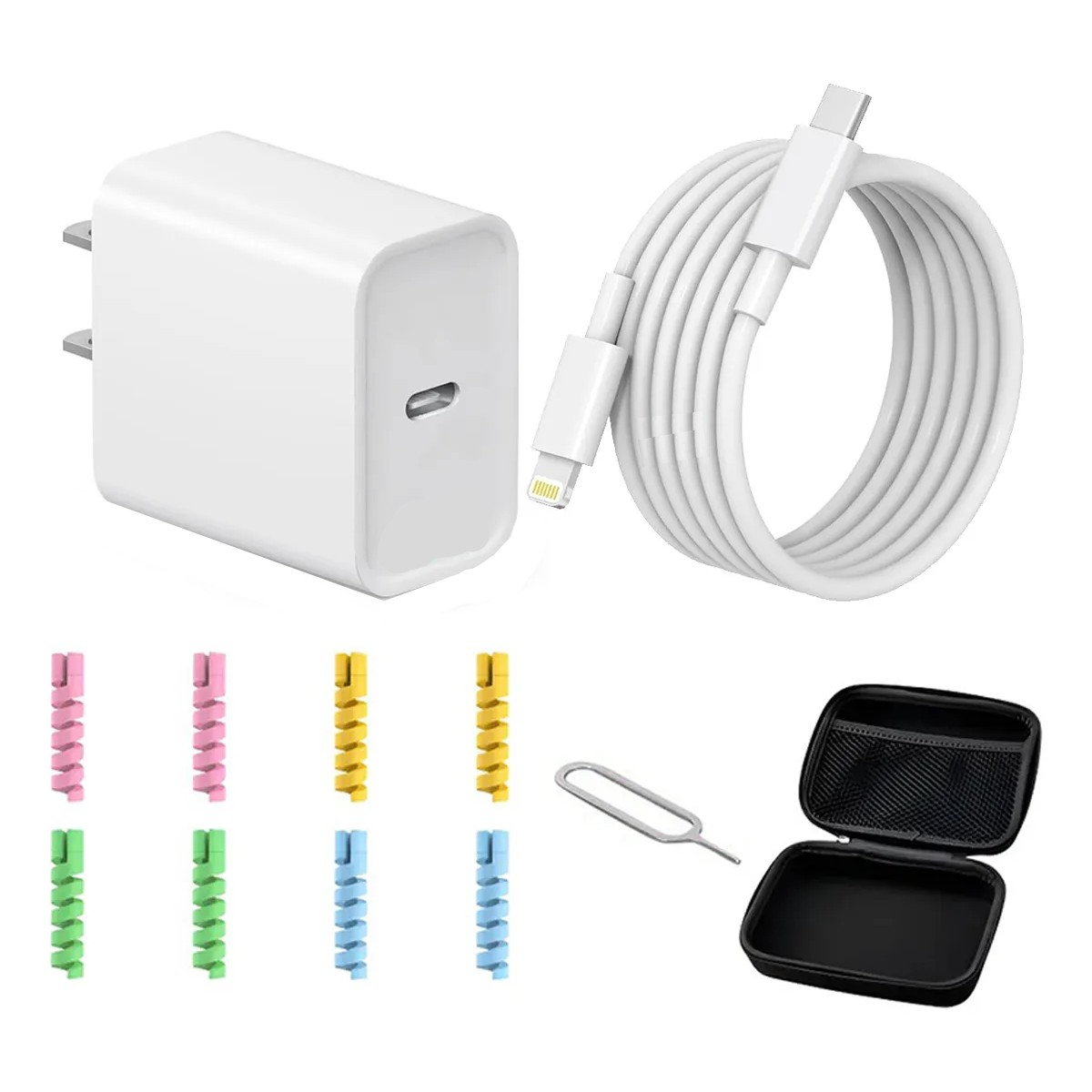 Cargador Carga 30w R&aacute;pida Con 2m Tipo C Para Iphone Con Caja image number null