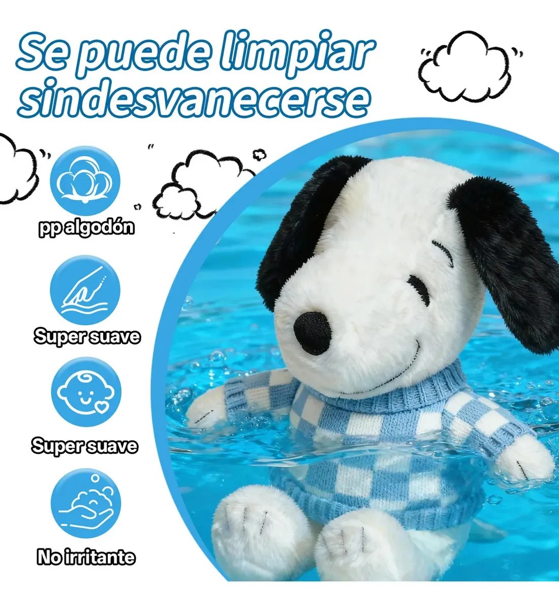Peluche Snoopy con Su&eacute;ter Azul a Cuadros image number null