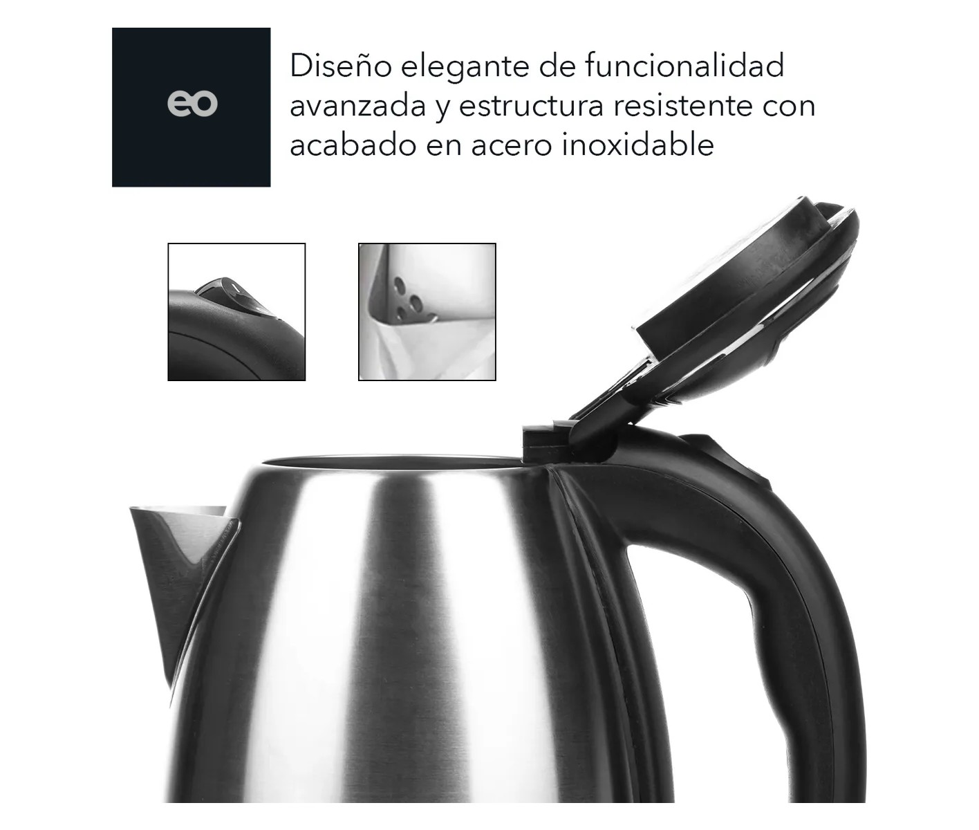 Cafetera Tetera El&eacute;ctrica Jarra Met&aacute;lica Hervido Agua 1.8l image number null
