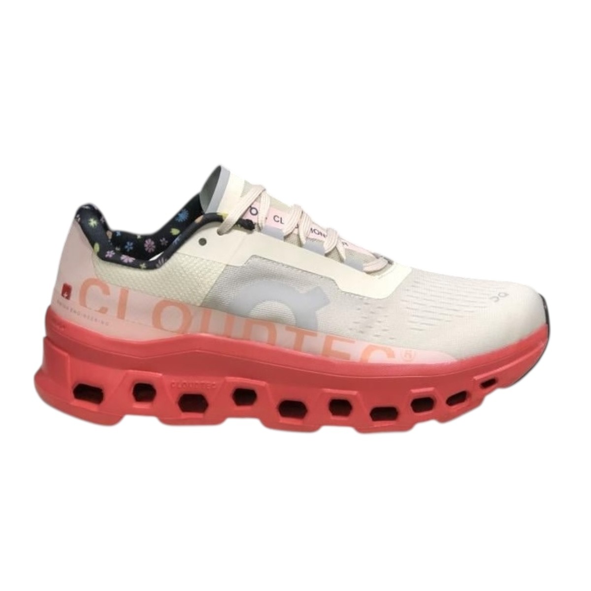 Tenis On Cloud Cloudmonster para mujer color blanco con suela de goma rosa talla 24 cm image number null