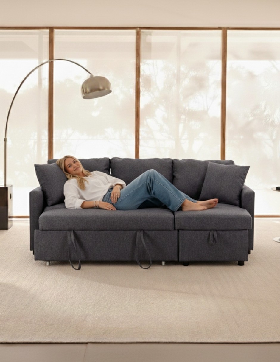 Sof&aacute; Cama Easy Living Segovia Gris Oscuro image number null
