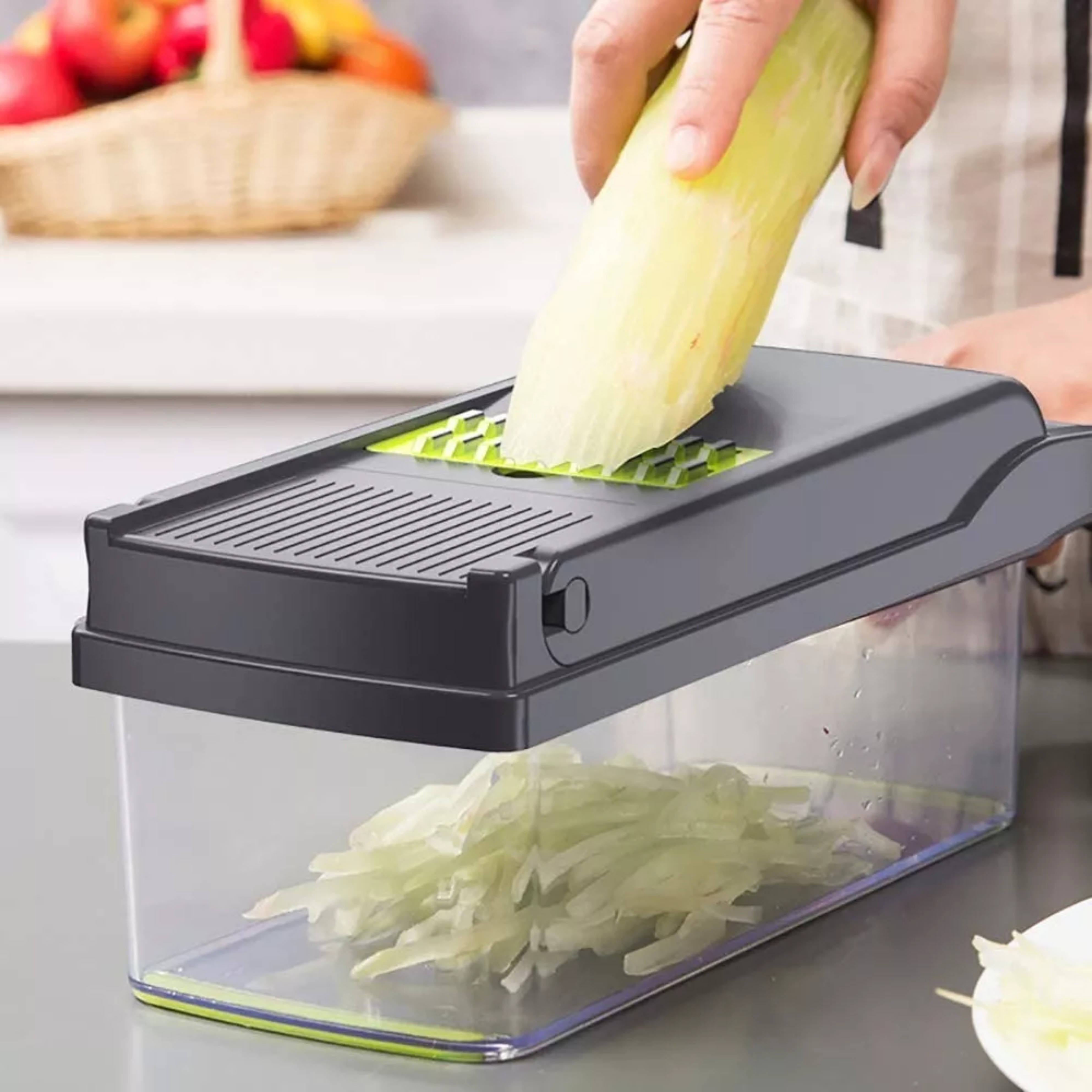 Rallador Cortador Rebanador Picador Manual De Verduras Fruta Uwei 420 Verde. image number null