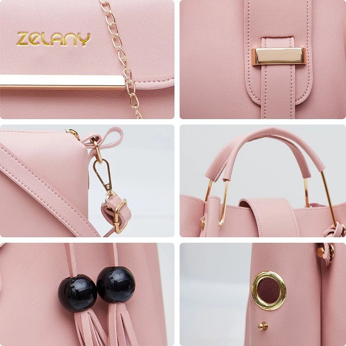 Set 3 Bolsas Bandolera Mujer Cosmetiquera Cartera Negra image number null