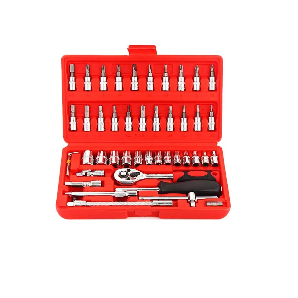 Kit De Herramientas Mecanica 46 Pz Con Desarmador Y Matraca. image number null