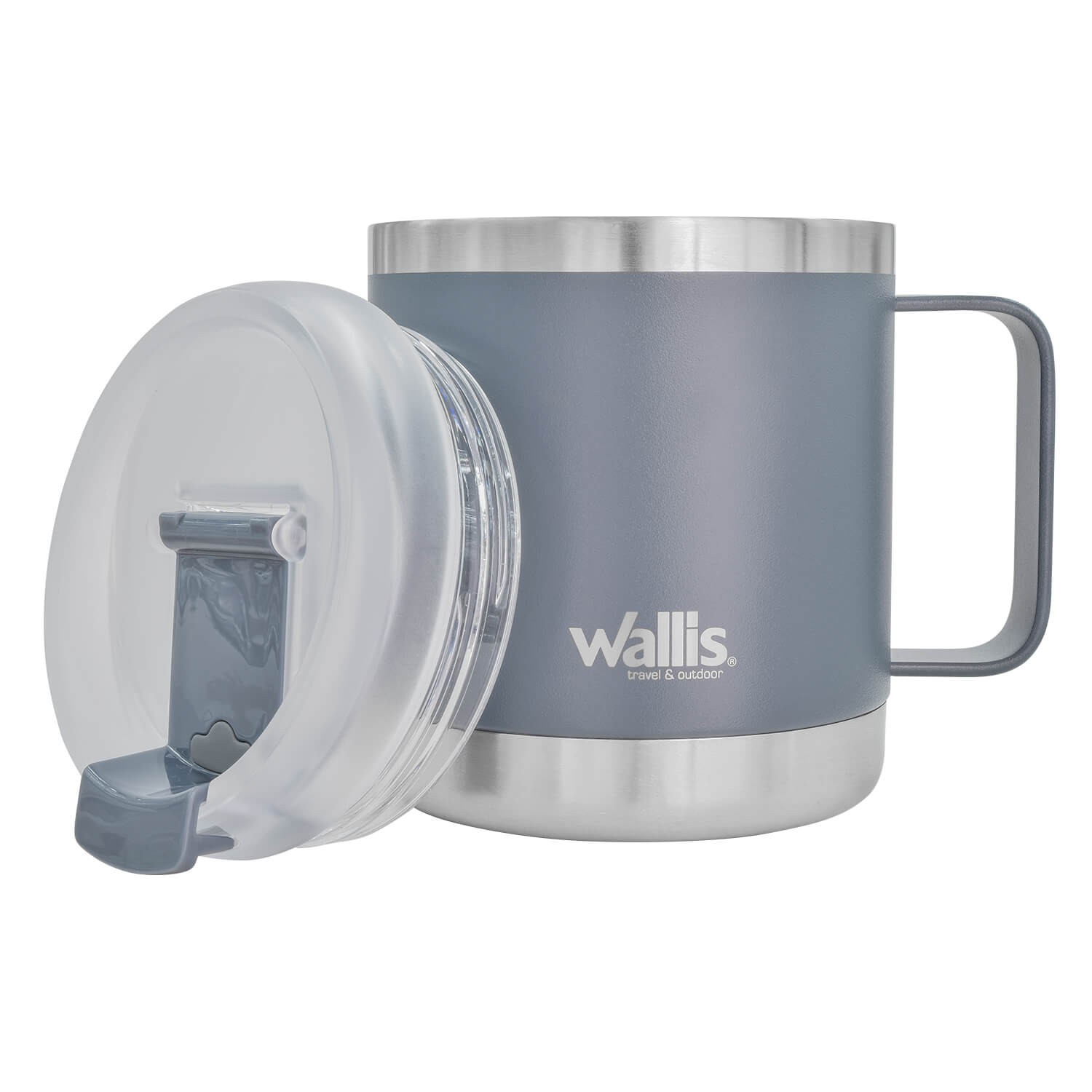 Taza t&eacute;rmica con protector a salpicaduras y tapa rosca, 470 ml, M28906114, gris claro mate image number null