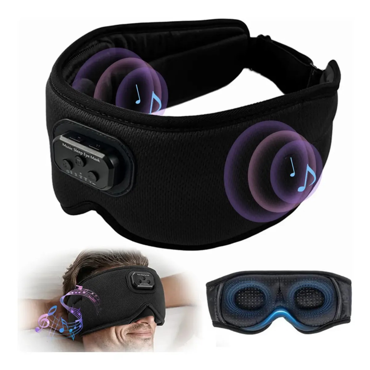 Super Suave Gafas Para Dormir Bluetooth Con Auriculares Negro image number null