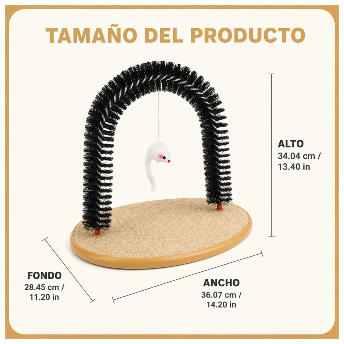 Juguete Para Gato Masajeador Rascador Arco Auto Con Cepillo image number null