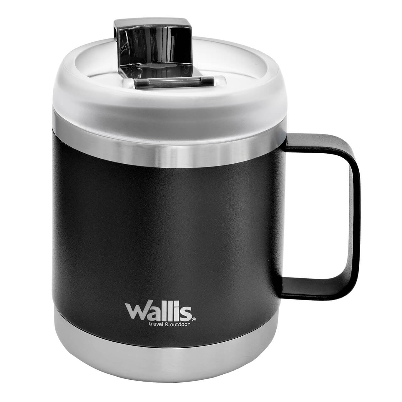 Taza t&eacute;rmica con protector a salpicaduras y tapa rosca, 470 ml, M28903113, negro mate image number null