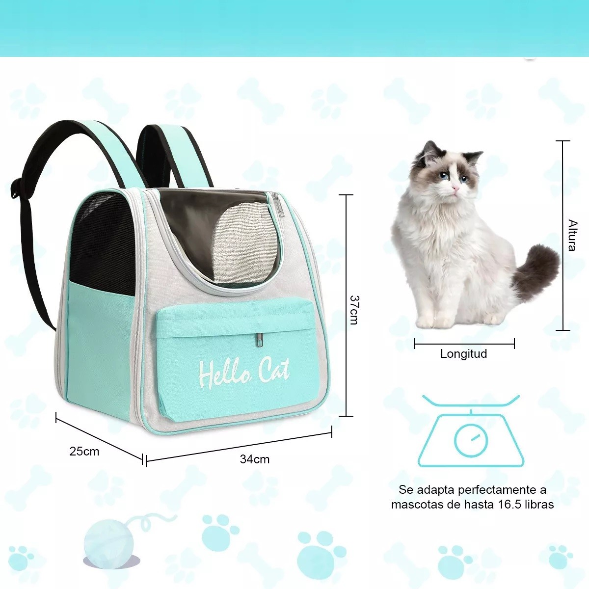 Mochila Transportadora Para Gato Perro Port&aacute;til Y Respirable Verde image number null