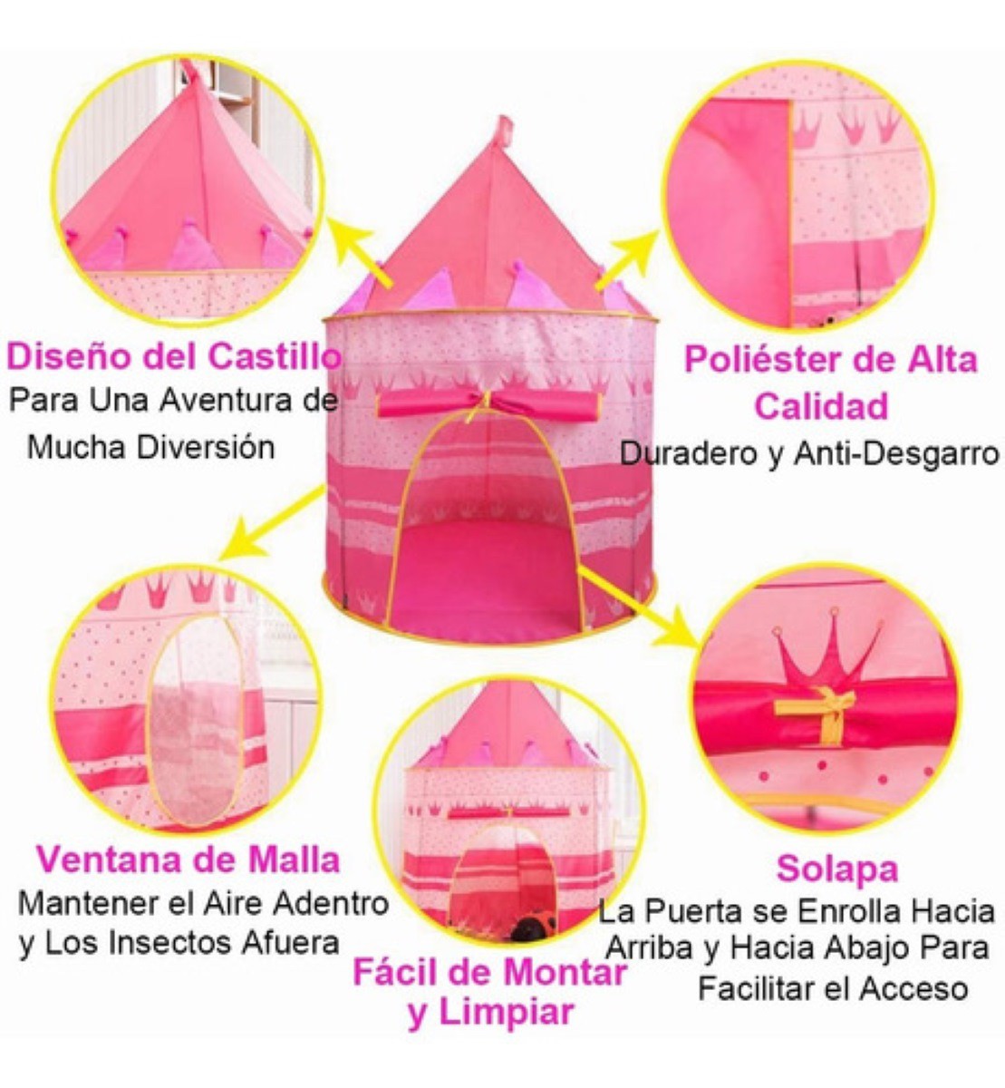 Tienda De Campa&ntilde;a Infantil Rosa 104x135 image number null