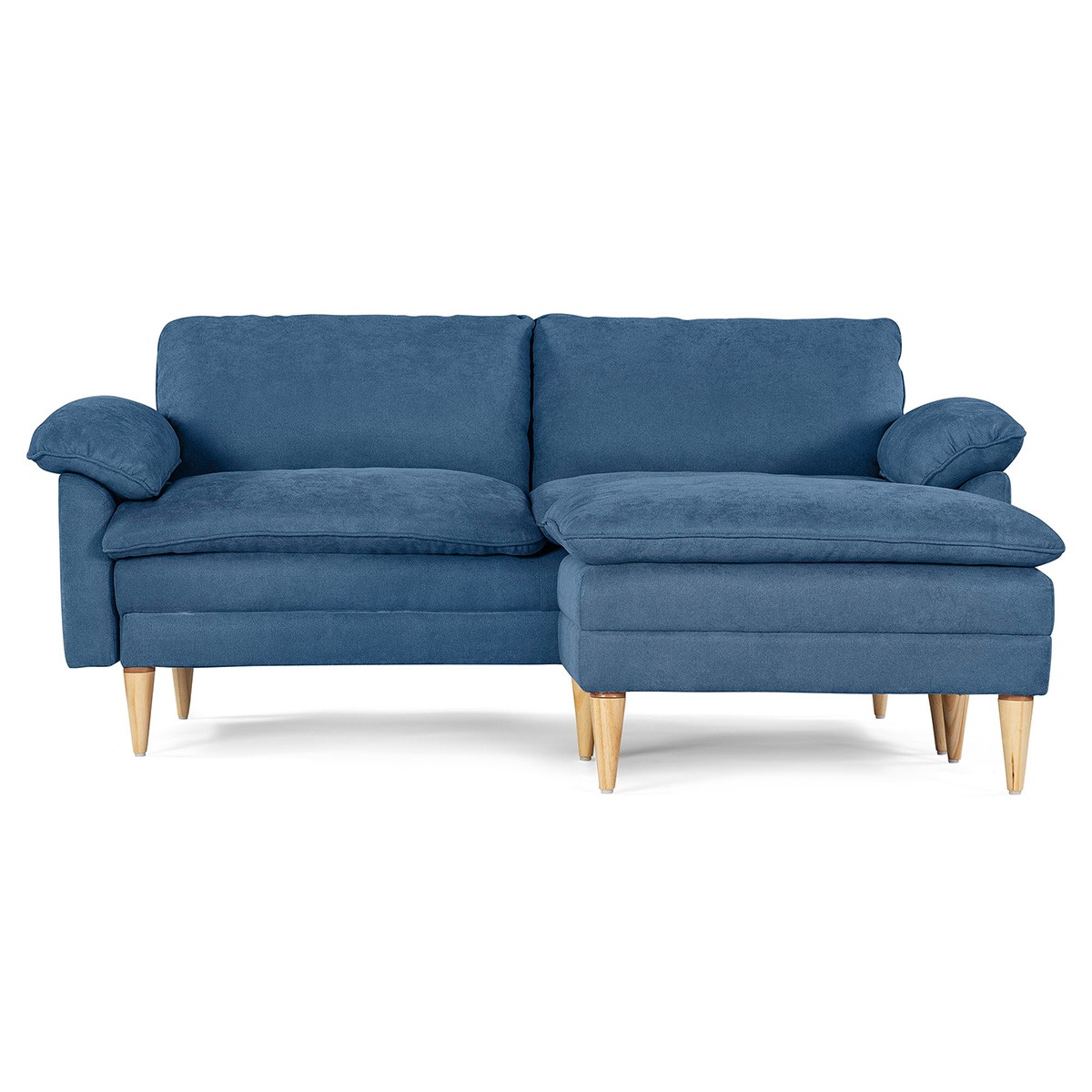 Sof&aacute; Cama Reclinable 3 Posiciones Makora Remmy Azul con Memory Foam y Taburete image number null