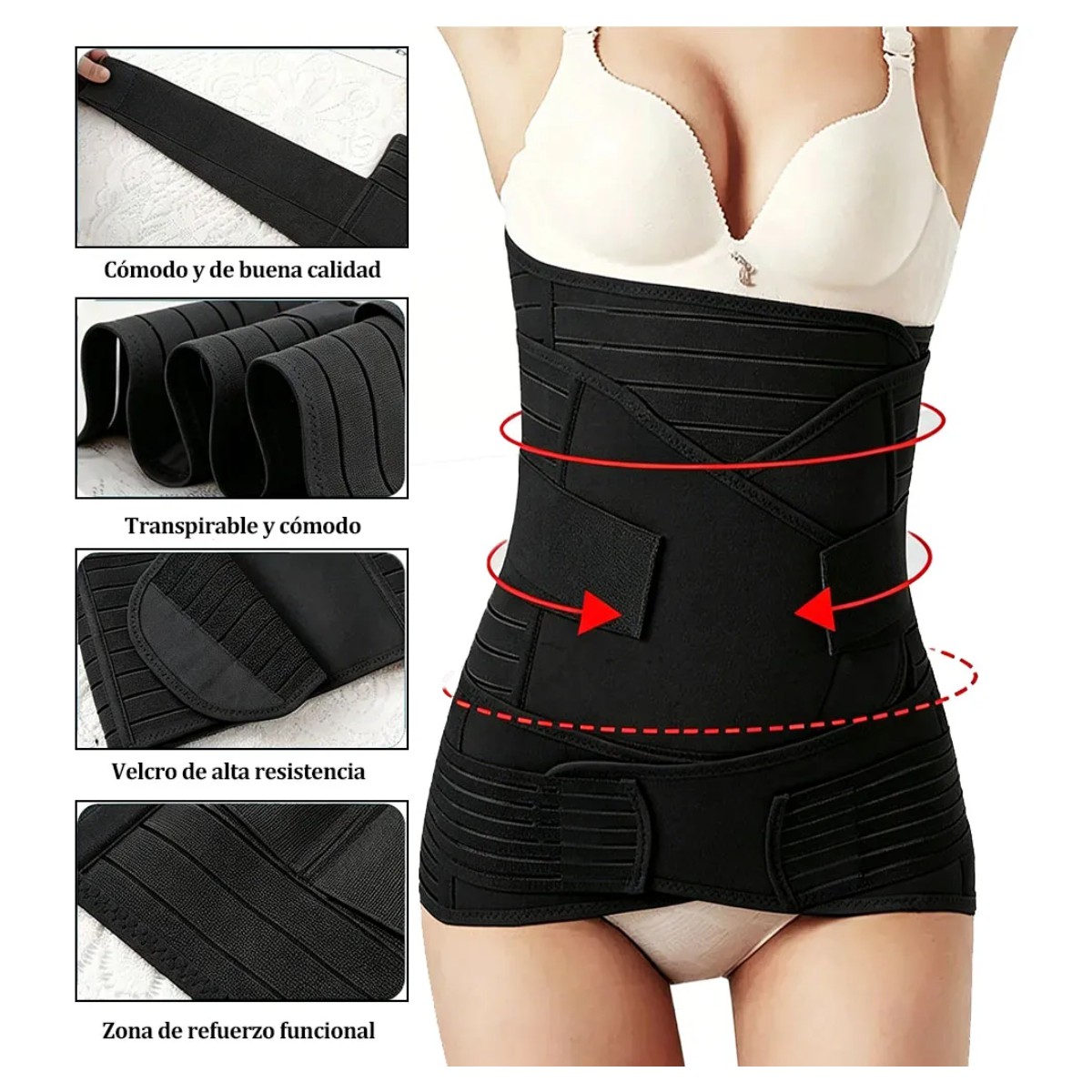 Faja Postparto Maternidad 3 En 1 Moldeadora Ces&aacute;rea Negro Talla M image number null