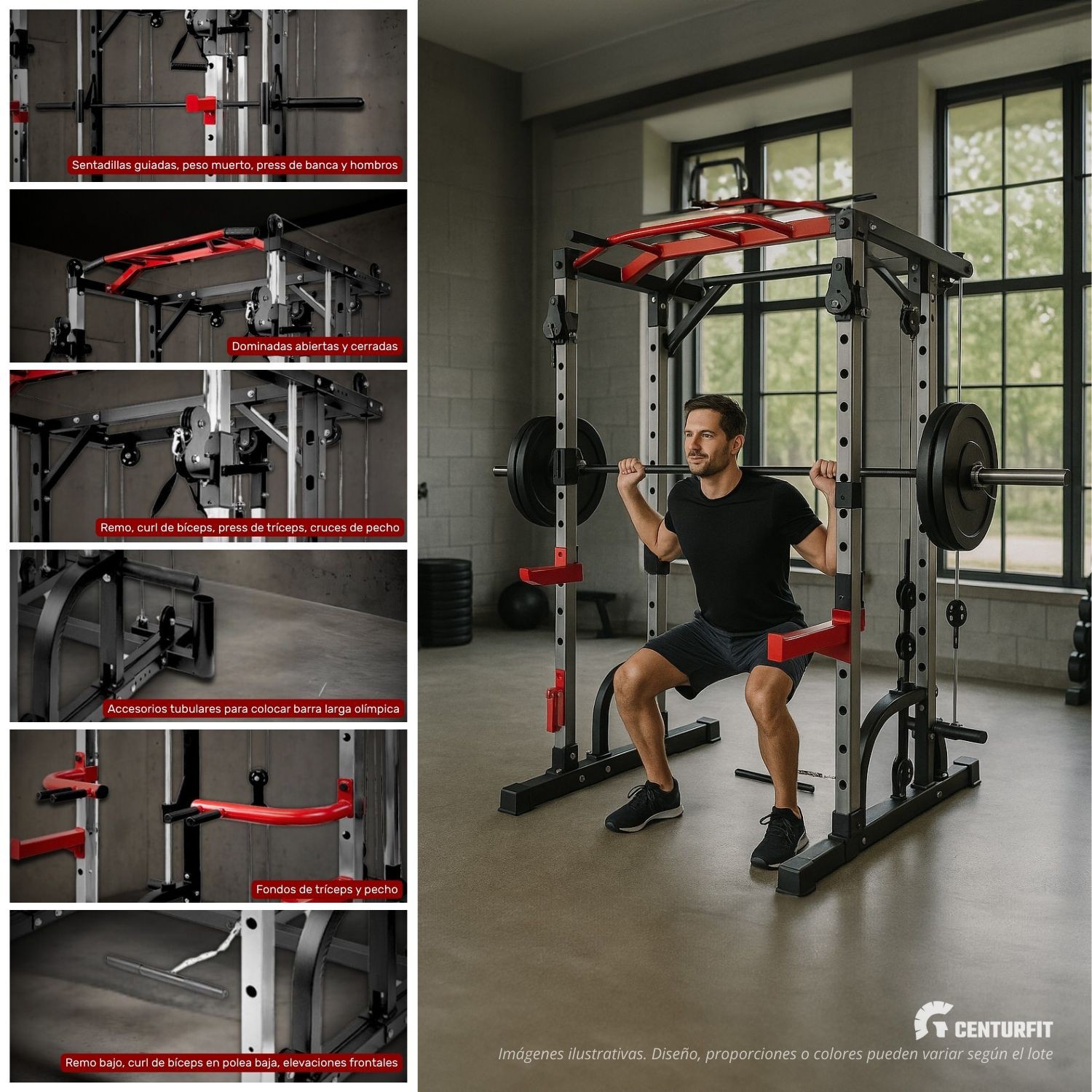 Jaula Smith Gimnasio Multifuncional Power Rack Poleas image number null