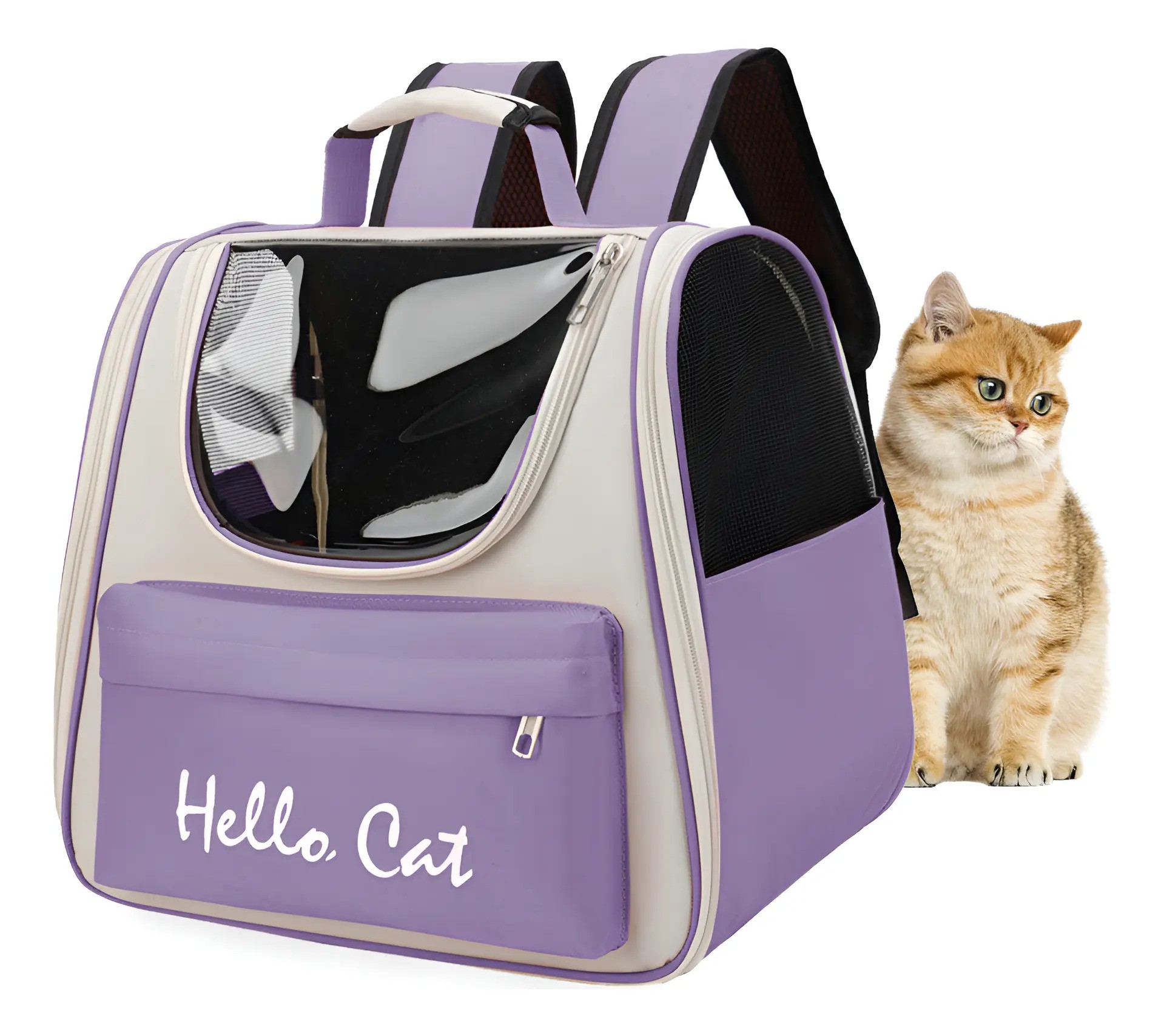 Mochila Back Pack Transportadora Gato Perro Mascota Peque&ntilde;a VIOLETA image number null
