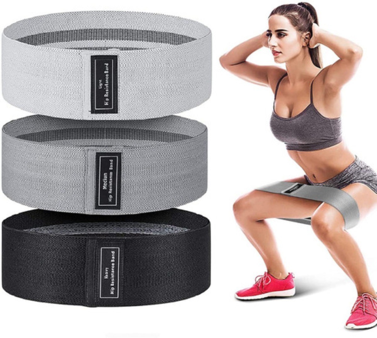 Bandas De Resistencia Elasticas Fitness Set De 3 Colores Oscuros image number null