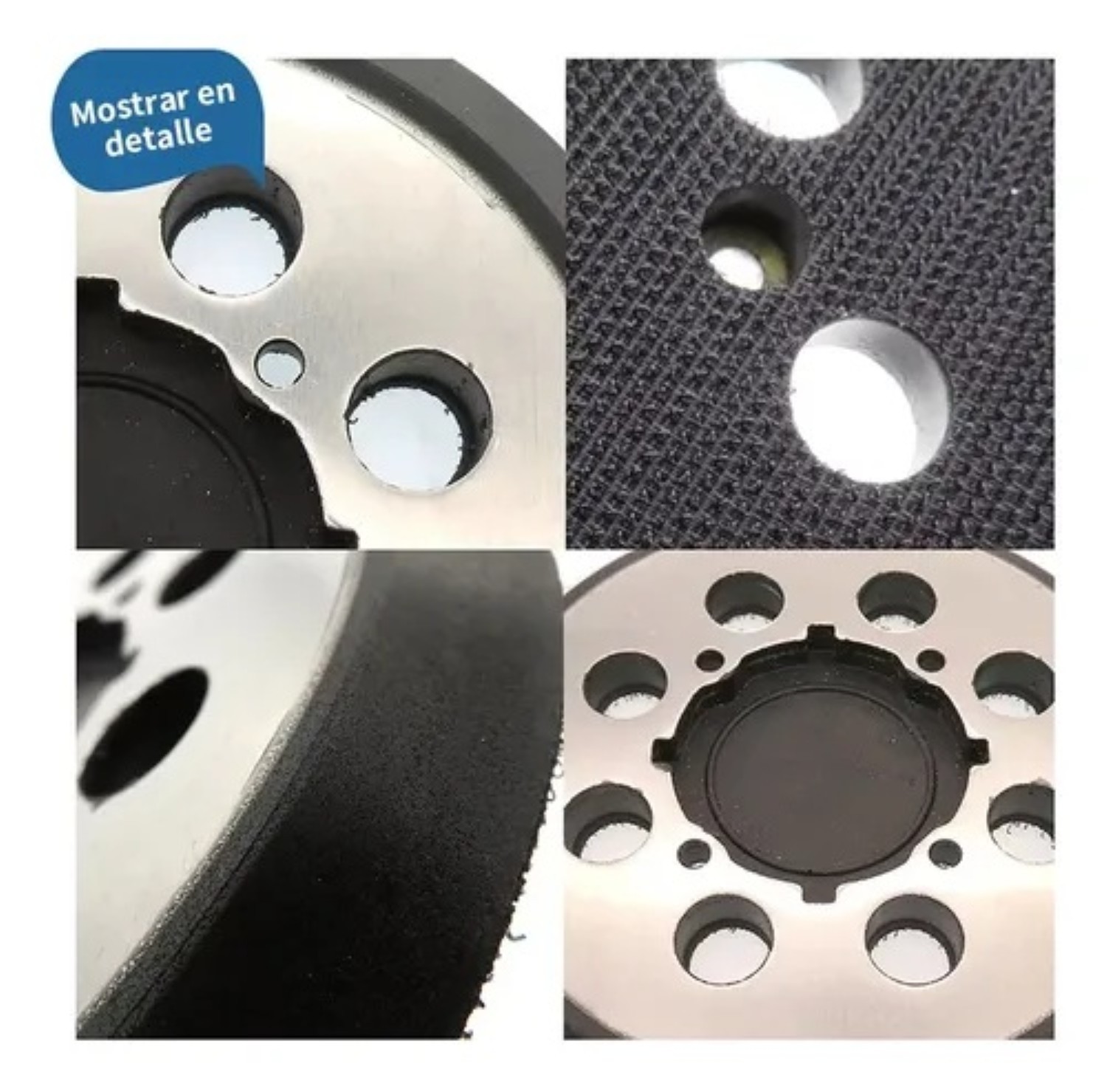 2 Bases+respaldo De Velcro Para Lijadora Negro Plata image number null